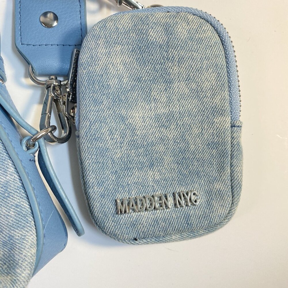 Steve Madden NYC Women's Crossbody Handbag Purse Chain Strap Pouch - Denim - Picture 3 of 13